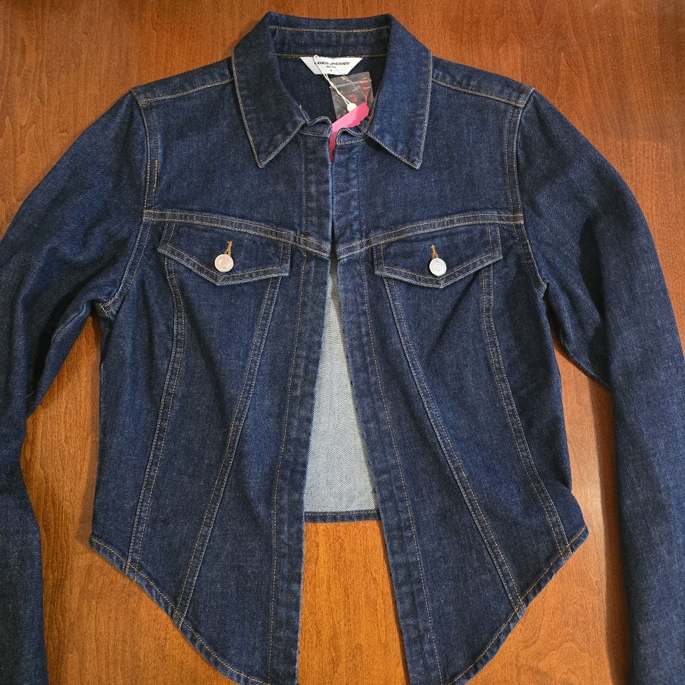 NWT Amanda Uprichard Bristol Denim Top in Dark Blue Heritage Wash - Sz Medium - Picture 14 of 16